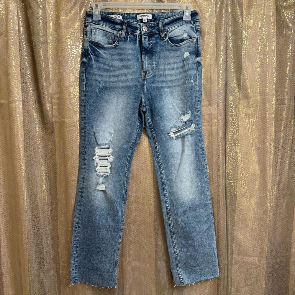 VIGOSS Stevie Crop Straight Leg Blue Acid Washed Jeans Size 29